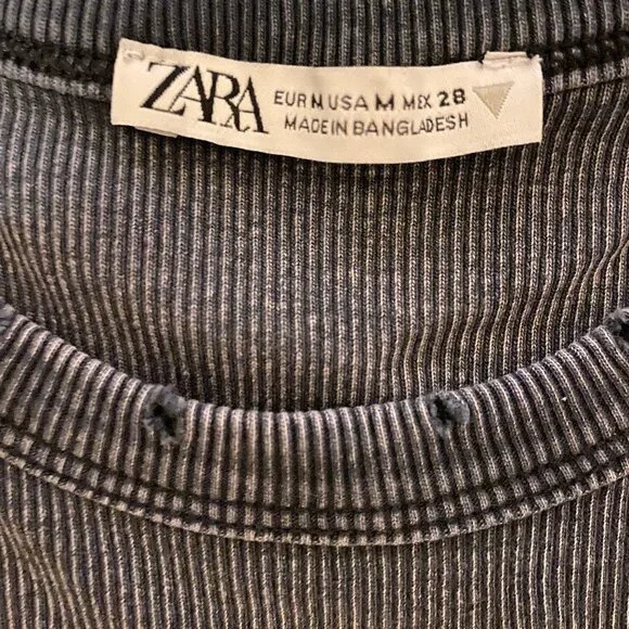 Zara charcoal grey washed ribbed tank - Picture 2 of 3